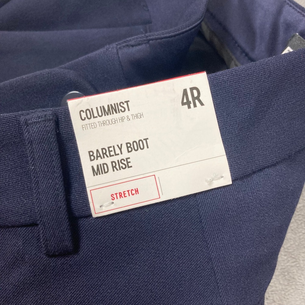 Express Columnist Barely Boot Mid Rise Navy Blue Stretch Dress Pants 4R - Picture 3 of 8